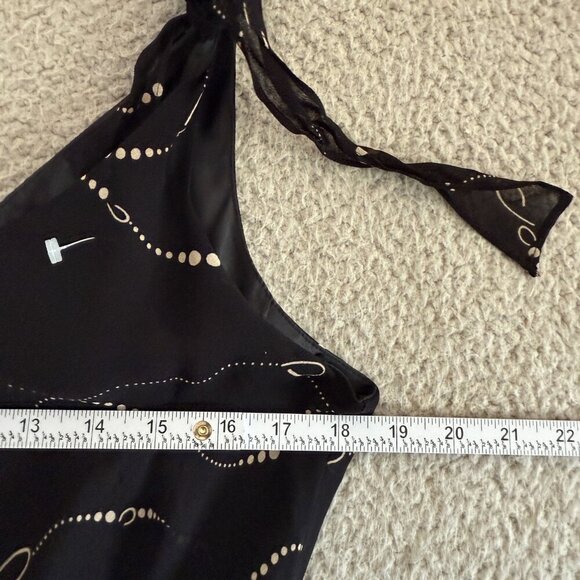 Evan-Picone Dress Black Sleeveless Midi Asymmetrical Dot Print Viscose - Picture 4 of 8